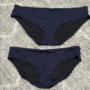 J.Crew Size small & large Scalloped Navy and Black Bikini Bottoms